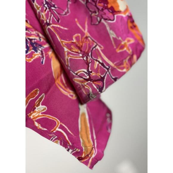 Bianca Maria Caselli Pink Fuxia Floral Pants Size 44 Cotton Stretch Women’s - Picture 4 of 6